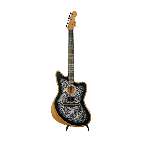 Fender FSR American Acoustasonic Jazzmaster AC Guitar w/bag, Ebony FB, Black Paisley, US231XXXX