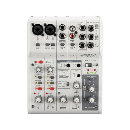 Yamaha AG06MK2 6-Channel Mixer and USB Audio Interface, White