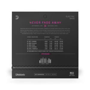 D'Addario XTB45130 XT Nickel Plated Steel 5-String Long Scale Bass Guitar Strings, 45-130