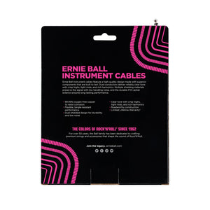 Ernie Ball 30ft Coiled Straight to Angled Instrument Cable, White