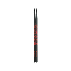 TAMA 5A-F-BR Design Series Rhythmic Fire Oak Sticks, Black/Red Pattern