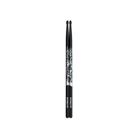 TAMA 5A-F-BS Design Series Rhythmic Fire Oak Sticks, Black/Silver Pattern