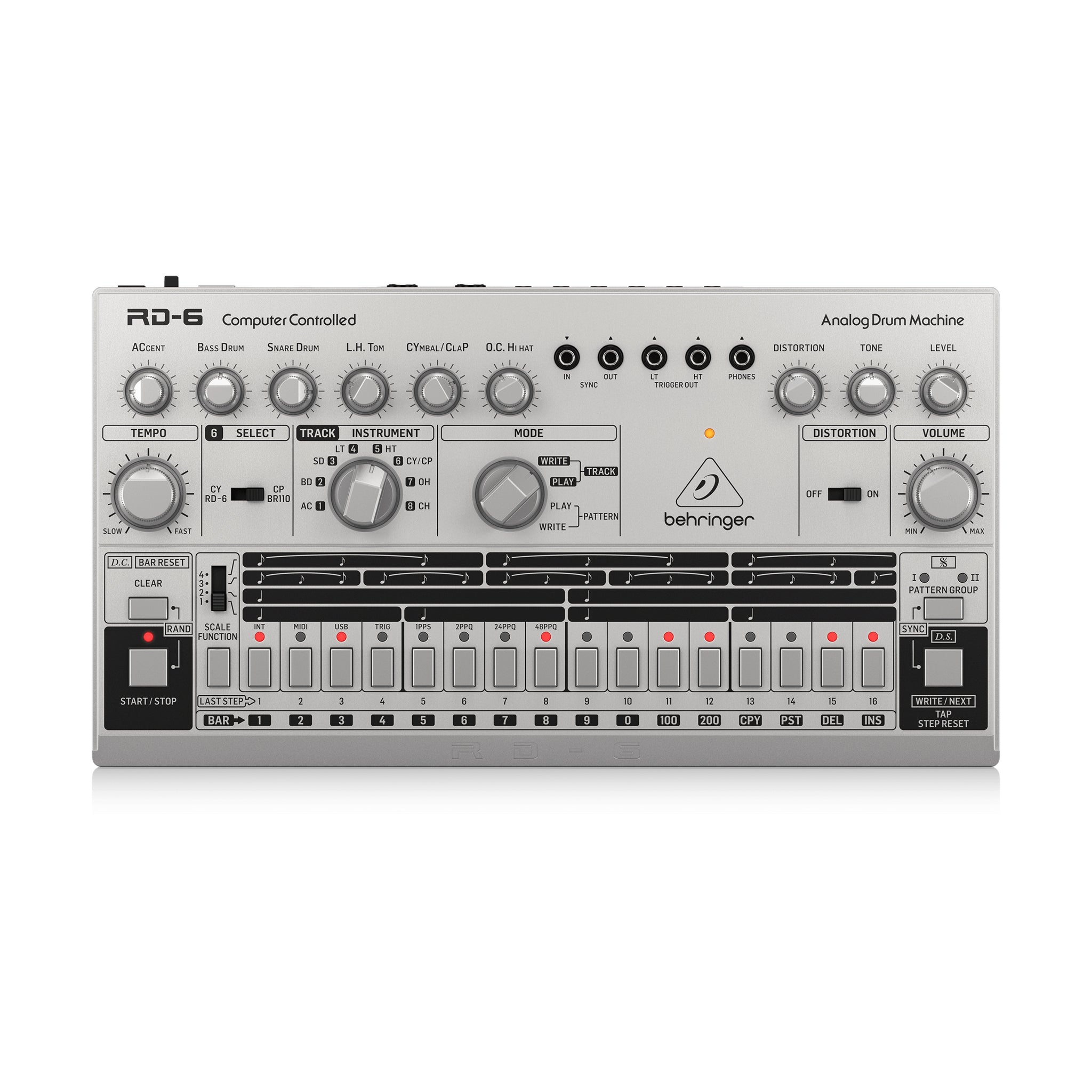 Behringer RD-6-SR Analog Drum Machine, Silver
