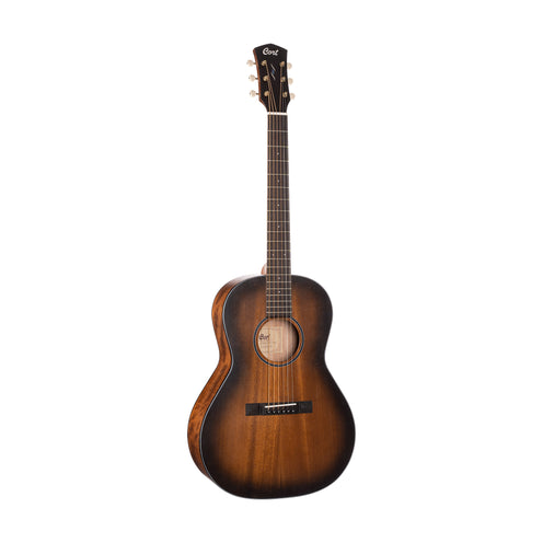 Cort Core-PE All Mahogany Acoustic Guitar w/Deluxe Soft Case, Open Pore Black Burst