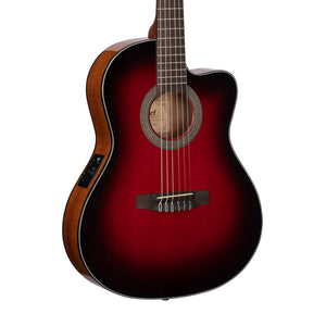Cort JADE-E-NYLON-BRB Classical Guitar w/Bag, Burgundy Red Burst