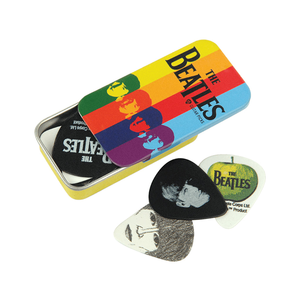 D'Addario Beatles Signature Guitar Pick Tins, Stripes, 15 picks, Medium