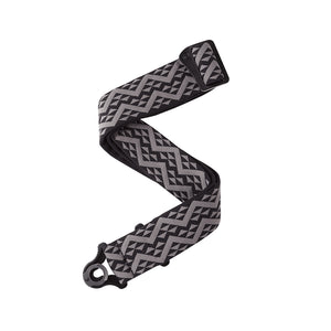 D'Addario 50mm Auto Lock Guitar Strap, Black Geometric Padded