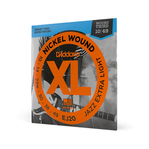D'Addario EJ20 Nickel Wound Electric Guitar Strings, JazzExtra Light, 10-49