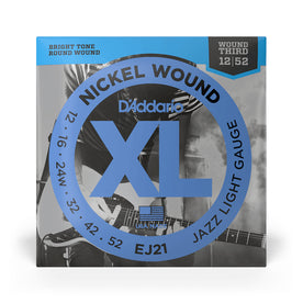 D'Addario EJ21 Nickel Wound Electric Guitar Strings, Jazz Light, 12-52