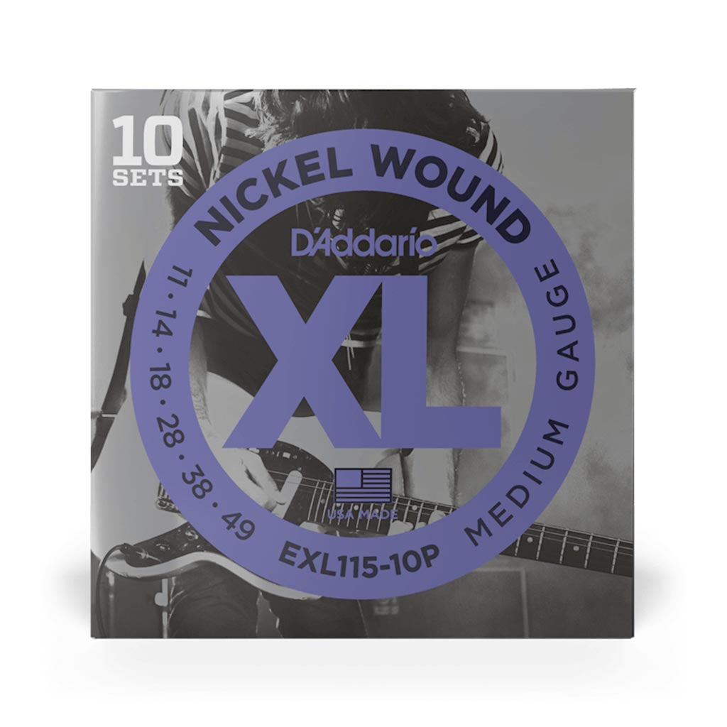 D'Addario EXL115-10P Propack Nickel Wound Electric Guitar Strings, Blues/Jazz, 10 Sets