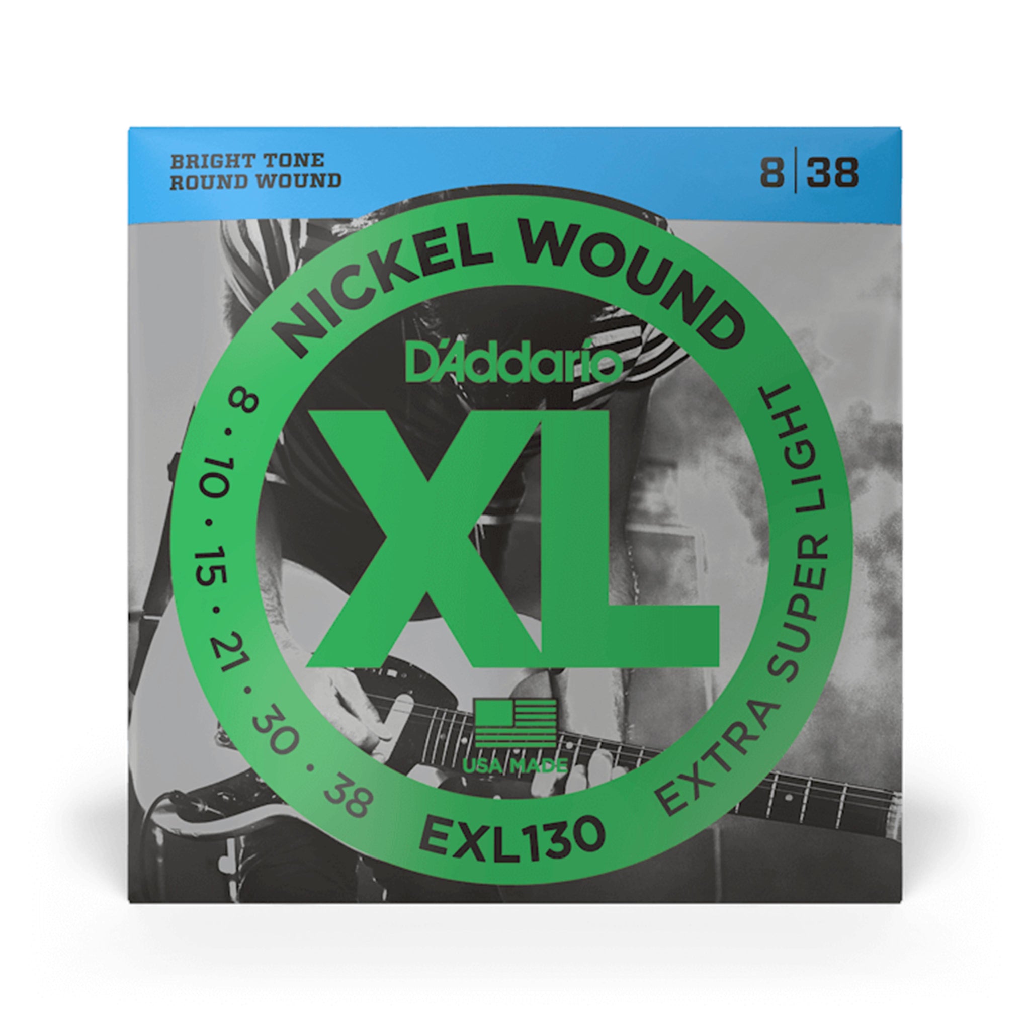D'Addario EXL130 Nickel Wound Electric Guitar Strings, Extra-Super Light, 8-38