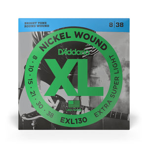 D'Addario EXL130 Nickel Wound Electric Guitar Strings, Extra-Super Light, 8-38