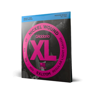 D'Addario EXL170M Nickel Wound Bass Guitar Strings, Light, 45-100, Medium Scale