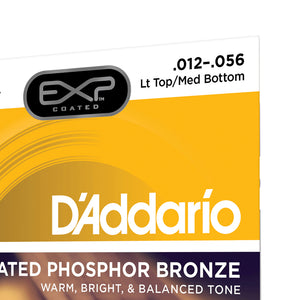 D'Addario EXP19 Coated Phosphor Bronze Bluegrass Acoustic Guitar Strings, 12-56