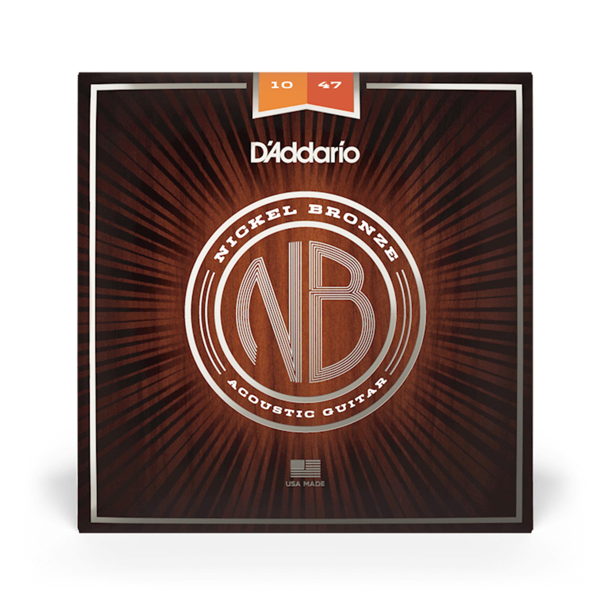 D'Addario NB1047 Nickel Bronze Acoustic Guitar Strings, Extra Light, 10-47