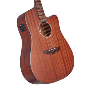 D'Angelico Premier Bowery LS Dreadnought Acoustic Guitar, Mahogany Satin