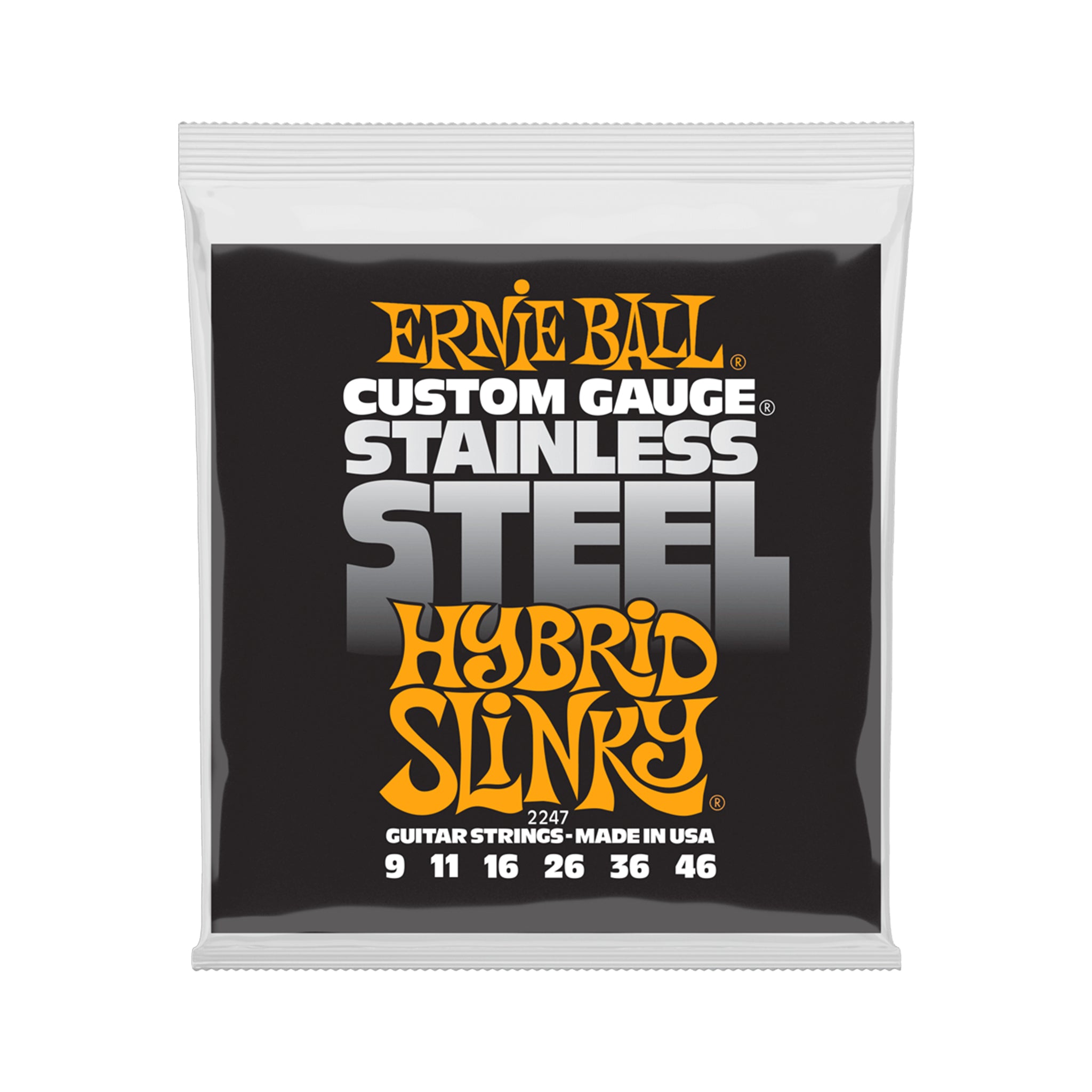 Ernie Ball Hybrid Slinky Stainless Steel Wound Electric Guitar Strings, 9-46