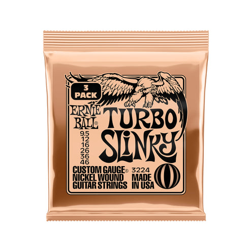 Ernie Ball Turbo Slinky Nickel Wound Electric Guitar Strings, 9.5-46, 3-Pack