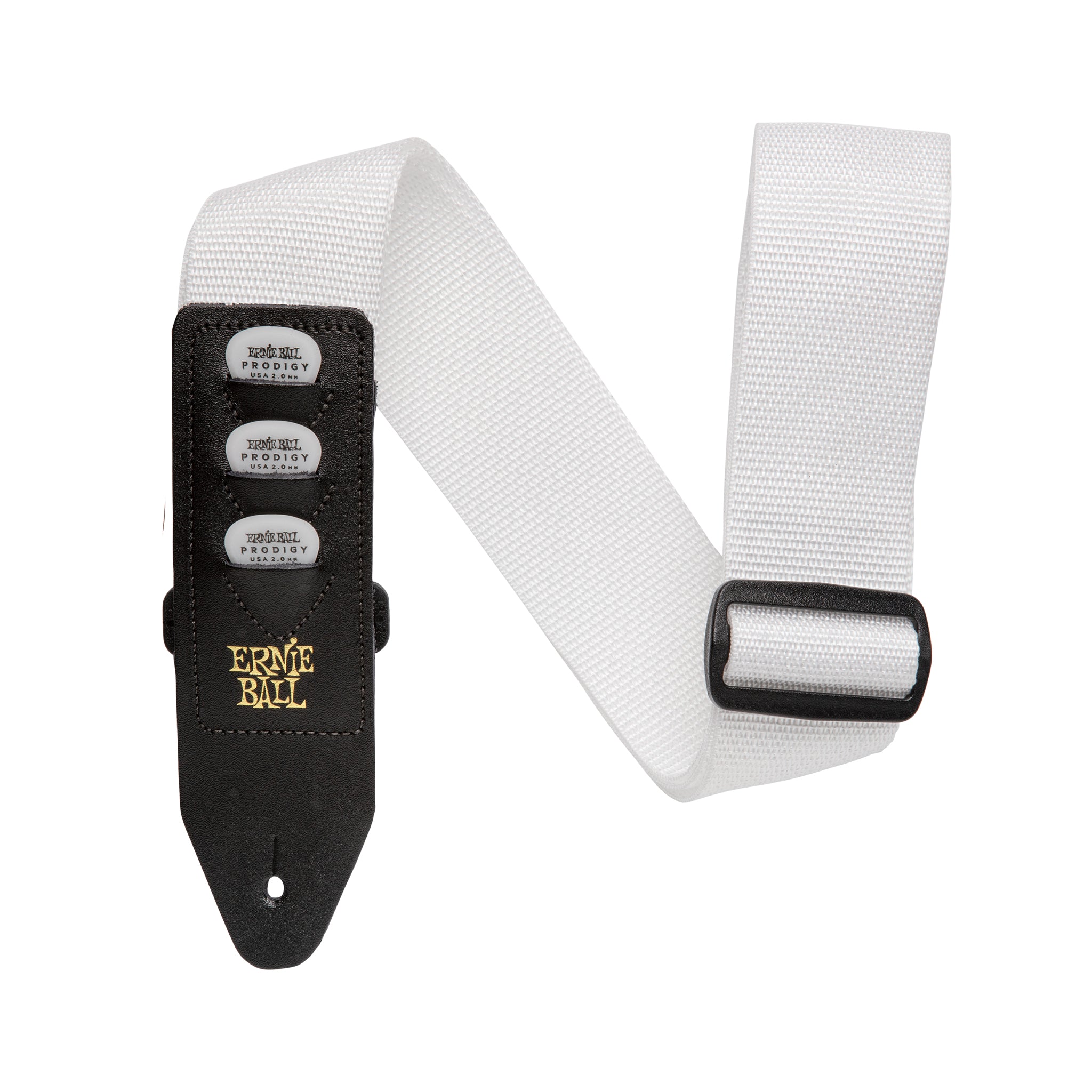 Ernie Ball Pickholder Guitar Strap, White