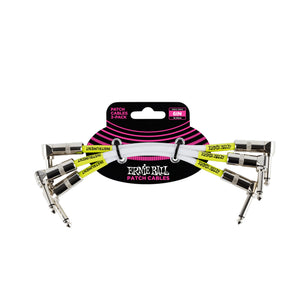 Ernie Ball 6ft Angle to Angle Patch Cable, 3-Pack, White
