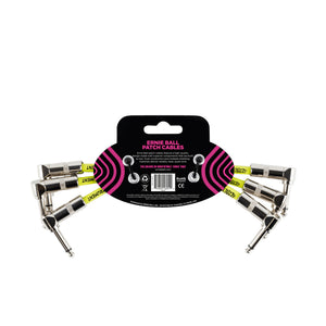 Ernie Ball 6ft Angle to Angle Patch Cable, 3-Pack, White