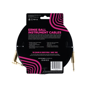Ernie Ball 25' Braided Straight to Angle Instrument Cable, Black