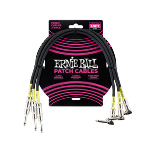 Ernie Ball 1.5 FT Straight to Angle Patch Cable, 3-Pack, Black