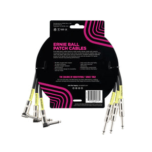 Ernie Ball 1.5 FT Straight to Angle Patch Cable, 3-Pack, Black