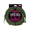 Ernie Ball 10FT Braided Straight to Angle Instrument Cable, Black/Green
