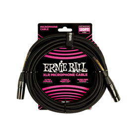 Ernie Ball 20FT Braided Male to Female XLR Microphone Cable, Black