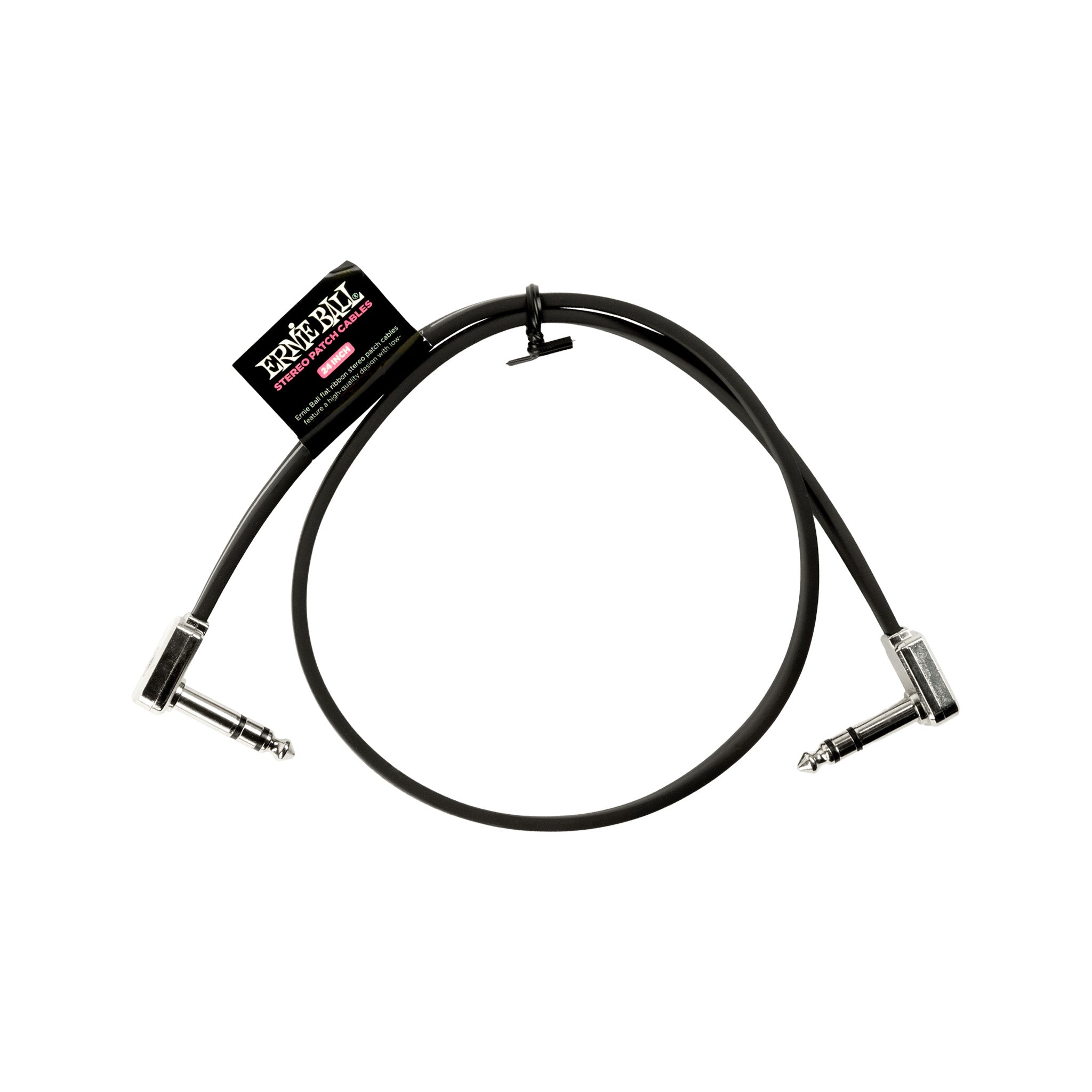 Ernie Ball 24 inch Single Flat Ribbon Stereo Patch Cable, Black