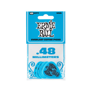 Ernie Ball Everlast Delrin .48mm Guitar Picks, Blue, 12-Pack