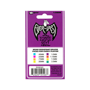 Ernie Ball Everlast Delrin 1.0mm Guitar Picks, Purple, 12-Pack