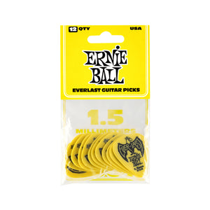 Ernie Ball Everlast Delrin 1.5mm Guitar Picks, Yellow, 12-Pack