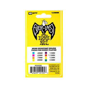 Ernie Ball Everlast Delrin 1.5mm Guitar Picks, Yellow, 12-Pack