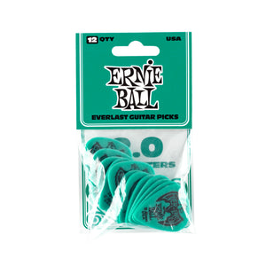Ernie Ball Everlast Delrin 2.0mm Guitar Picks, Teal, 12-pack