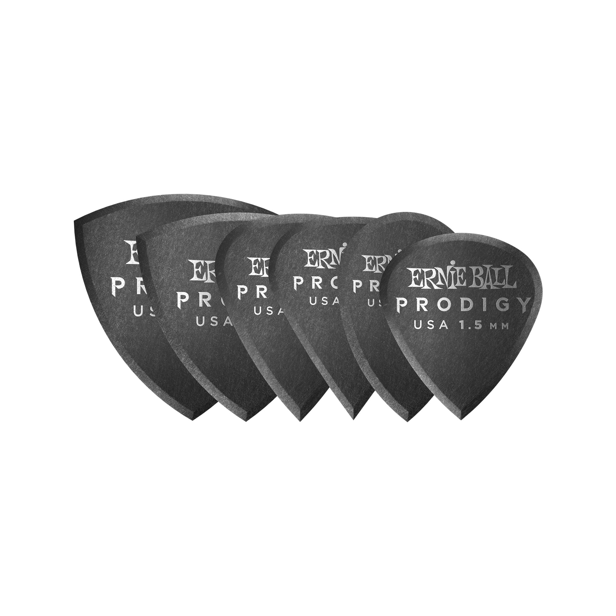 Ernie Ball 1.5mm Multi-Pack Prodigy Picks, Black, 6-Pack