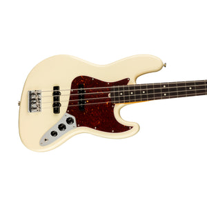 Fender American Professional II Jazz Bass Electric Guitar, RW FB, Olympic White