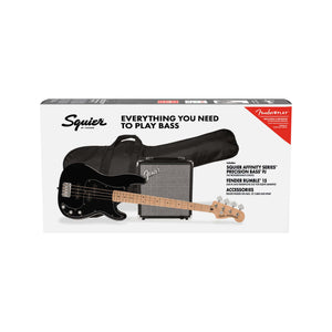 Squier Affinity Series PJ Bass Guitar Pack, Maple FB, Black, 230V, EU