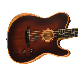 Fender American Acoustasonic Telecaster All Mahogany Guitar w/Bag, Ebony FB, Bourbon Burst
