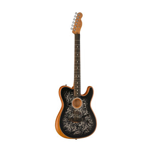 Fender FSR American Acoustasonic Telecaster Guitar w/Bag, Ebony FB, Black Paisley