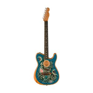 Fender FSR American Acoustasonic Telecaster Acoustic Guitar w/bag, Ebony FB, Blue Paisley