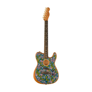 Fender FSR American Acoustasonic Telecaster Acoustic Guitar w/bag, Ebony FB, Blue Flower