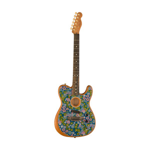 Fender FSR American Acoustasonic Telecaster Acoustic Guitar w/bag, Ebony FB, Blue Flower