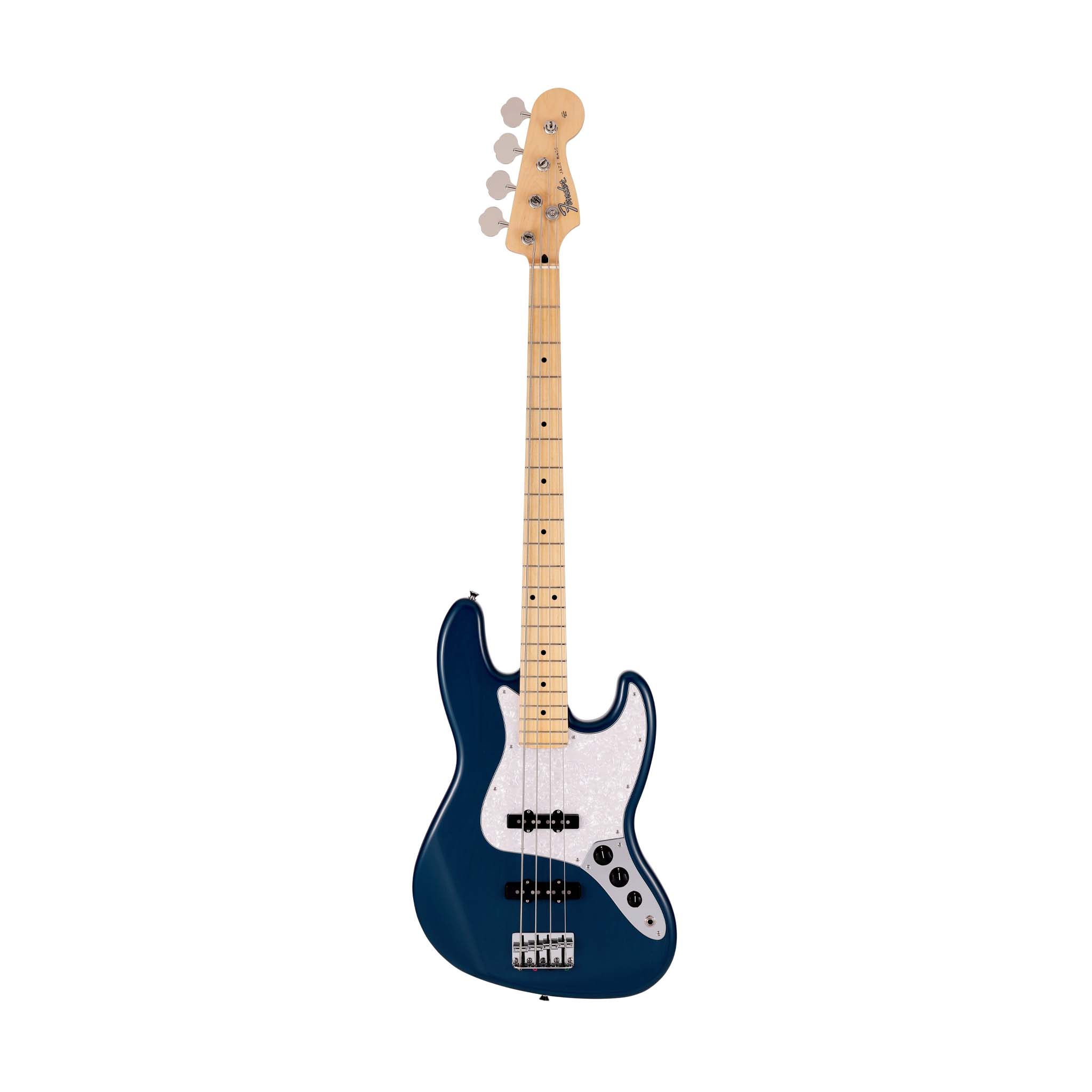 Fender Japan Hybrid II Jazz Bass Guitar, Maple FB, Indigo Transparent