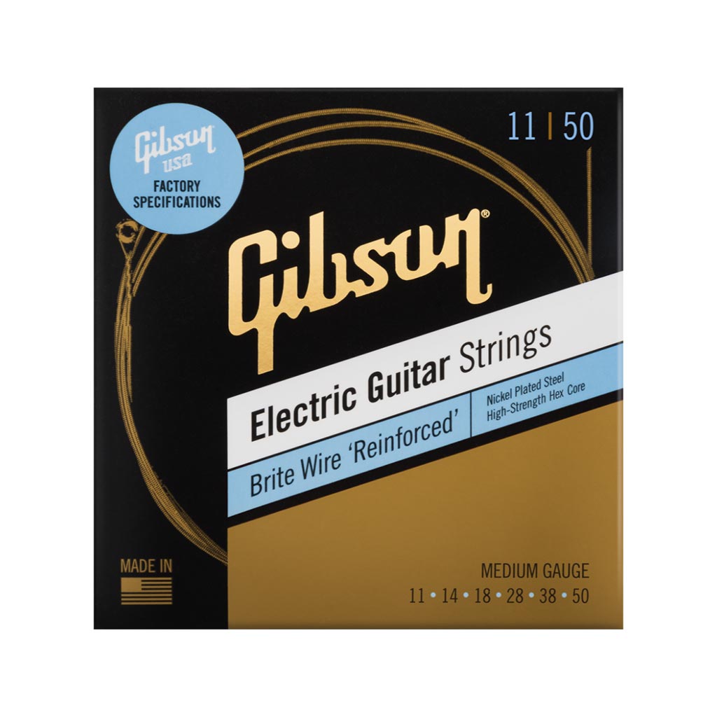 Gibson Brite Wire Reinforced Electic Guitar Strings, Medium, .011-.050