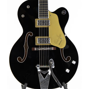 Gretsch G6120T-BSNSH Brian Setzer Signature Nashville Hollowbody w/Bigsby Electric Guitar, Ebony FB, Black Lacquer