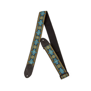 Gretsch G Brand Guitar Strap, Blue/Orange Black Ends