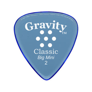 Gravity Classic Big Mini 2.0mm Guitar Pick w/Multi-hole Grip, Polished Blue