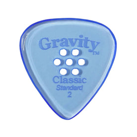 Gravity Classic Standard 2.0mm Guitar Pick w/ Multi-hole Grip, Polished Blue